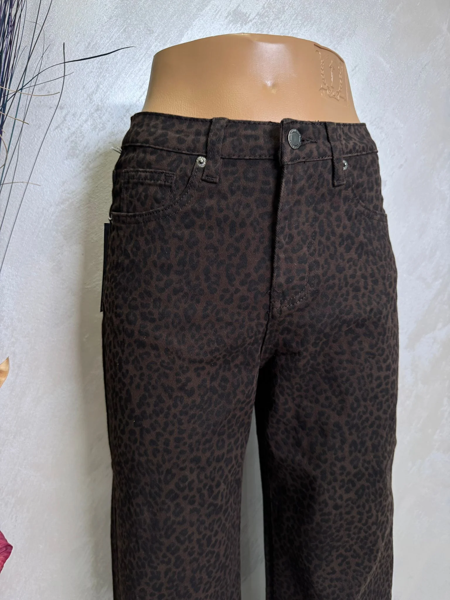 Pantaloni damă wide leg animal print leopard
