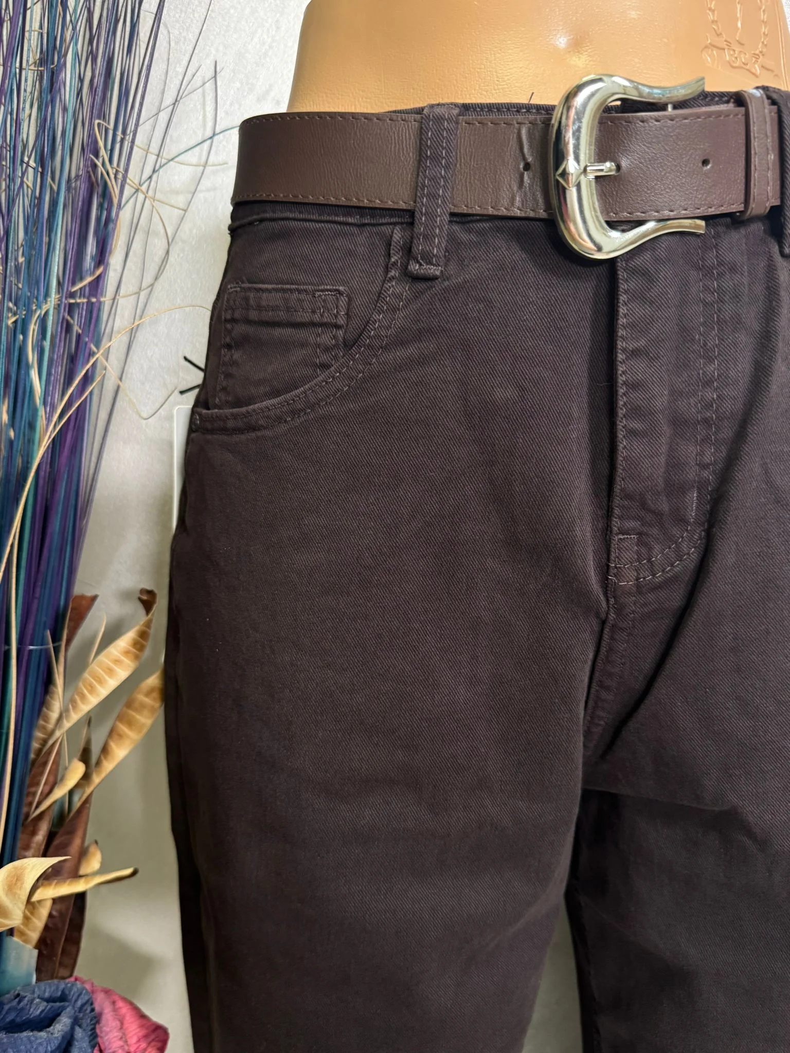 Pantaloni damă balloon fit cu curea