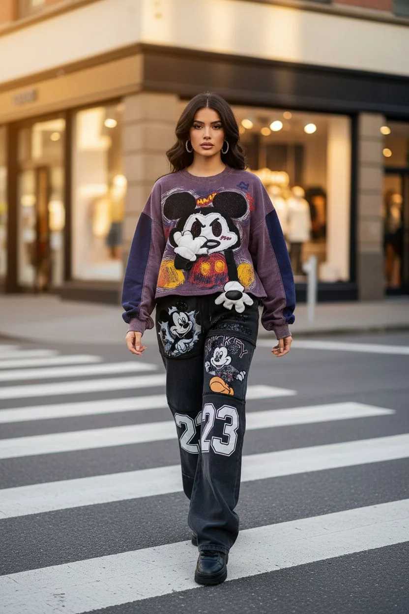 Compleu casual cu imprimeu grafic